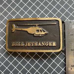 Rare vintage brass Bell Jetranger belt buckle.1977